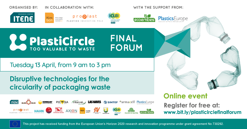 circbiocarbon's tweet image. 📢LAST DAY to register for the "Final Forum: Disruptive technologies for the #circularity of #packagingwaste"

Come and see the #innovations and #strategies implemented by #PlastiCircle!♻️

🗓️1⃣3⃣ April at 9⃣am CET 

📲Programme and registration at bit.ly/PlastiCircle_F…