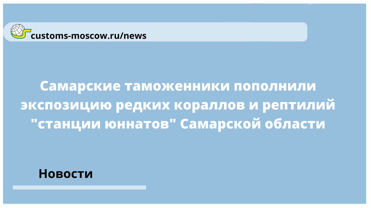 В рамках взаимодействия Самарская таможня передала в дар музею Самарского областного детского эколого-биологического центра конфискованное чучело сиамского крокодила и редкий вид коралла.