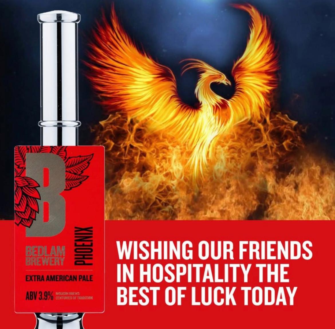 After three long months, the phoenix is rising and our Phoenix APA is pouring again!

We'll be thinking of all our long suffering hospitality customers, as well as theirs, enjoying a pint of draught ale in the fresh air for the first time in AGES, how good is that going to be!