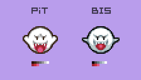 Boos look incredibly similar in both games! PiT is a little rounder and have a wider mouth, and BIS looks more spherical because of the shading. Otherwise, not much to say.
