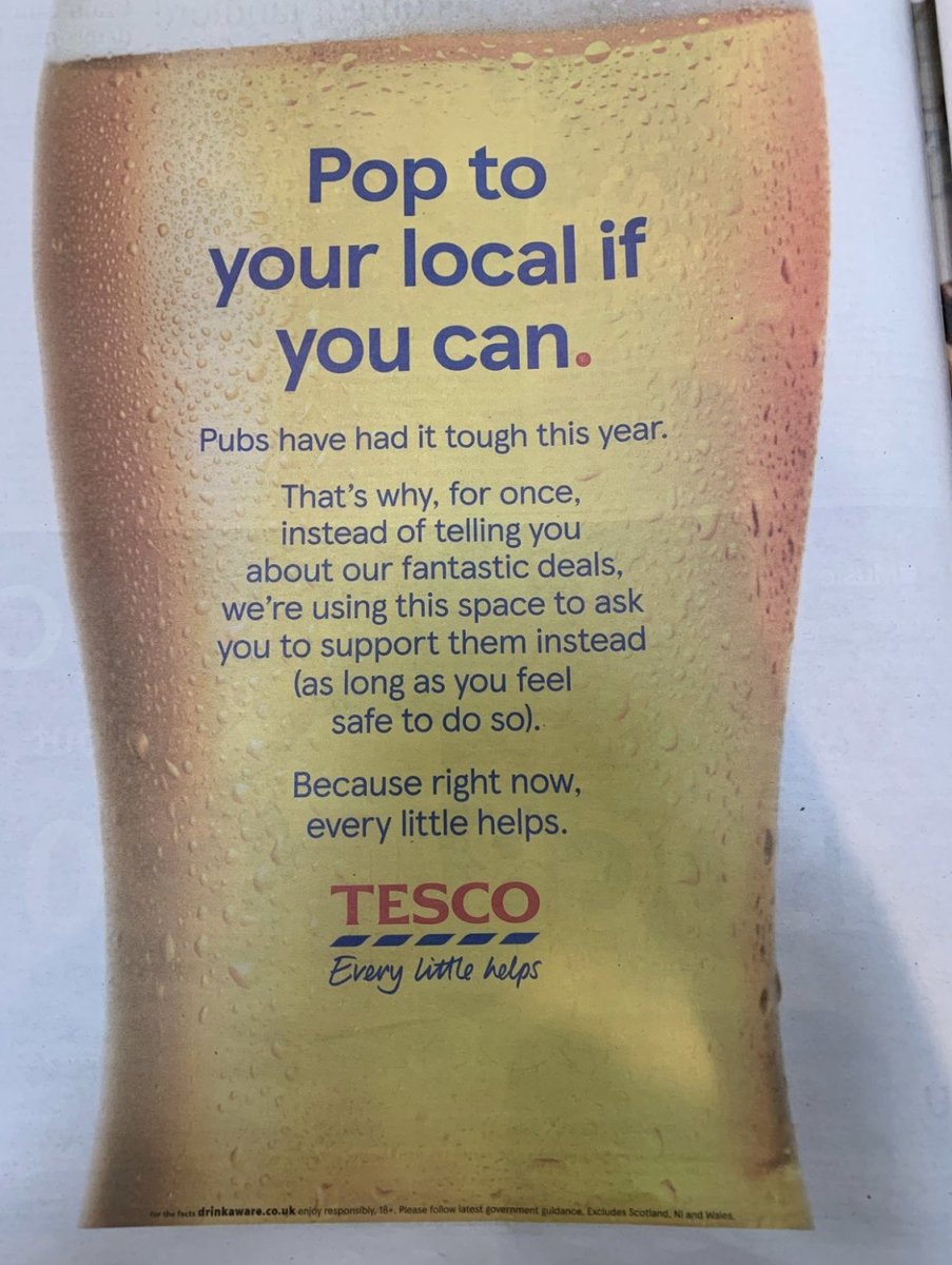 This is fantastic from <a href="/Tesco/">Tesco</a> - a full page advert in <a href="/thetimes/">The Times and The Sunday Times</a>. Thank you 👏 Nice to see how some big companies can behave....