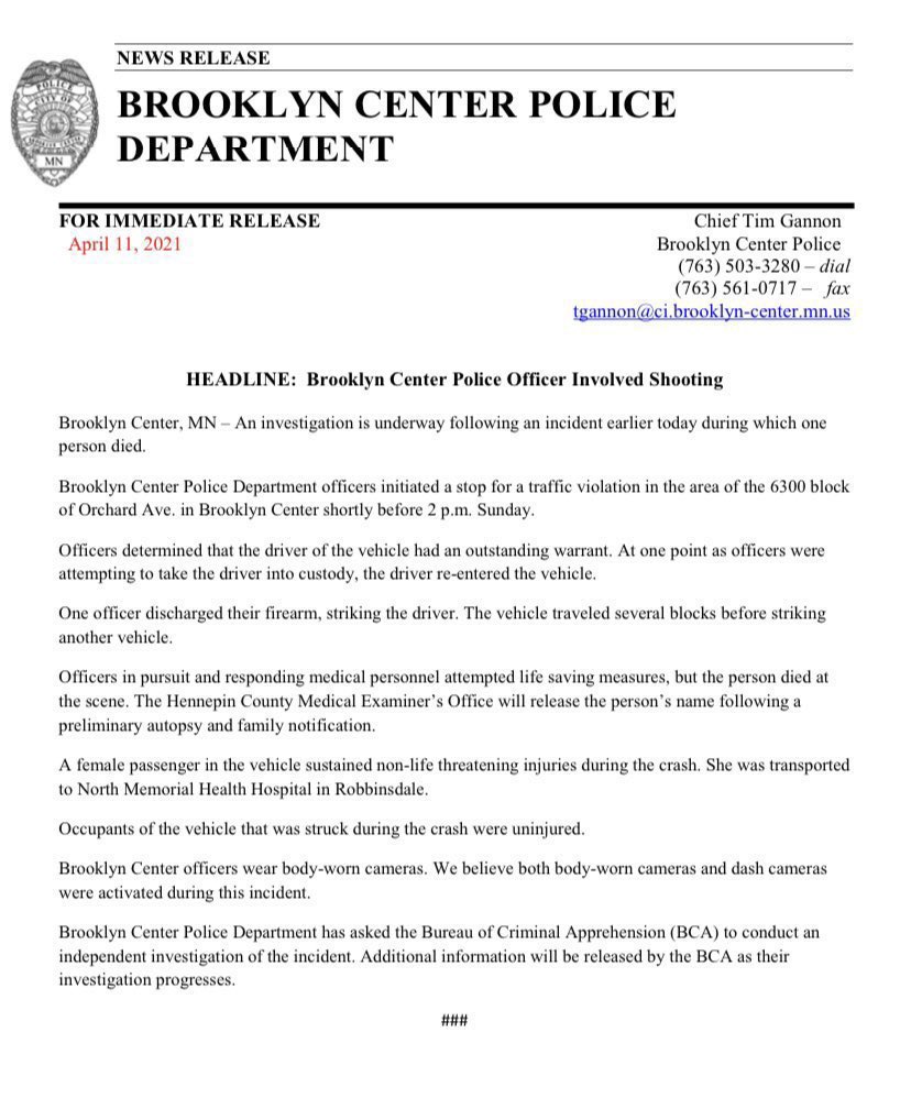this is the official police statement