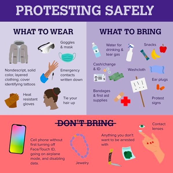 here are some more protest tips. make sure you have all these essentials / gear if you are going protesting, stay safe!