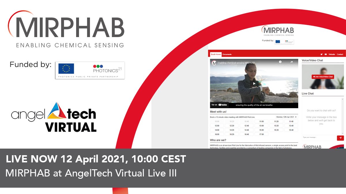 MIRPHAB (@mirphab_eu) on Twitter photo GOING LIVE NOW at AngelTech Virtual LIVE III. Join us and chat with our representatives to know more about MIRPHAB’s offer of optical modules for chemical sensing. More information & registration at onlinesummit.angel-tech.net
#photonics #sensors #sensing <a href="/PhotonicsEU/">PhotonicsEU</a> <a href="/Photonics21/">Photonics21</a> GOING LIVE NOW at AngelTech Virtual LIVE III. Join us and chat with our representatives to know more about MIRPHAB’s offer of optical modules for chemical sensing. More information & registration at onlinesummit.angel-tech.net
#photonics #sensors #sensing <a href="/PhotonicsEU/">PhotonicsEU</a> <a href="/Photonics21/">Photonics21</a>