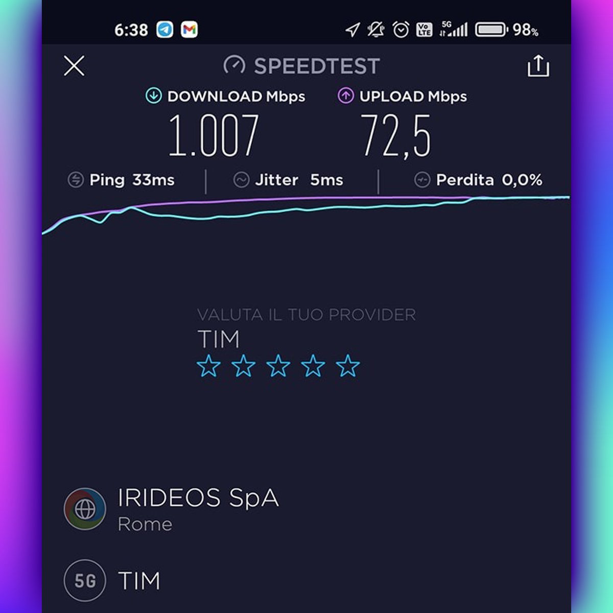 androidworldit's tweet photo. Il 5G di TIM in zona Roma nello speedtest di Roberto del nostro gruppo Facebook SmartWorld Family Official: 1 Gbps in download 🤯 Mica male, no?
#5G #Speedtest #5gspeed #5gspeedtest #5Gspeeds #mobile #mobilenetwork #TIMyoung #tim https://t.co/tvG1dyivD7