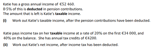 mathsgrinds's tweet image. Junior Cert (O) Maths — Income Tax