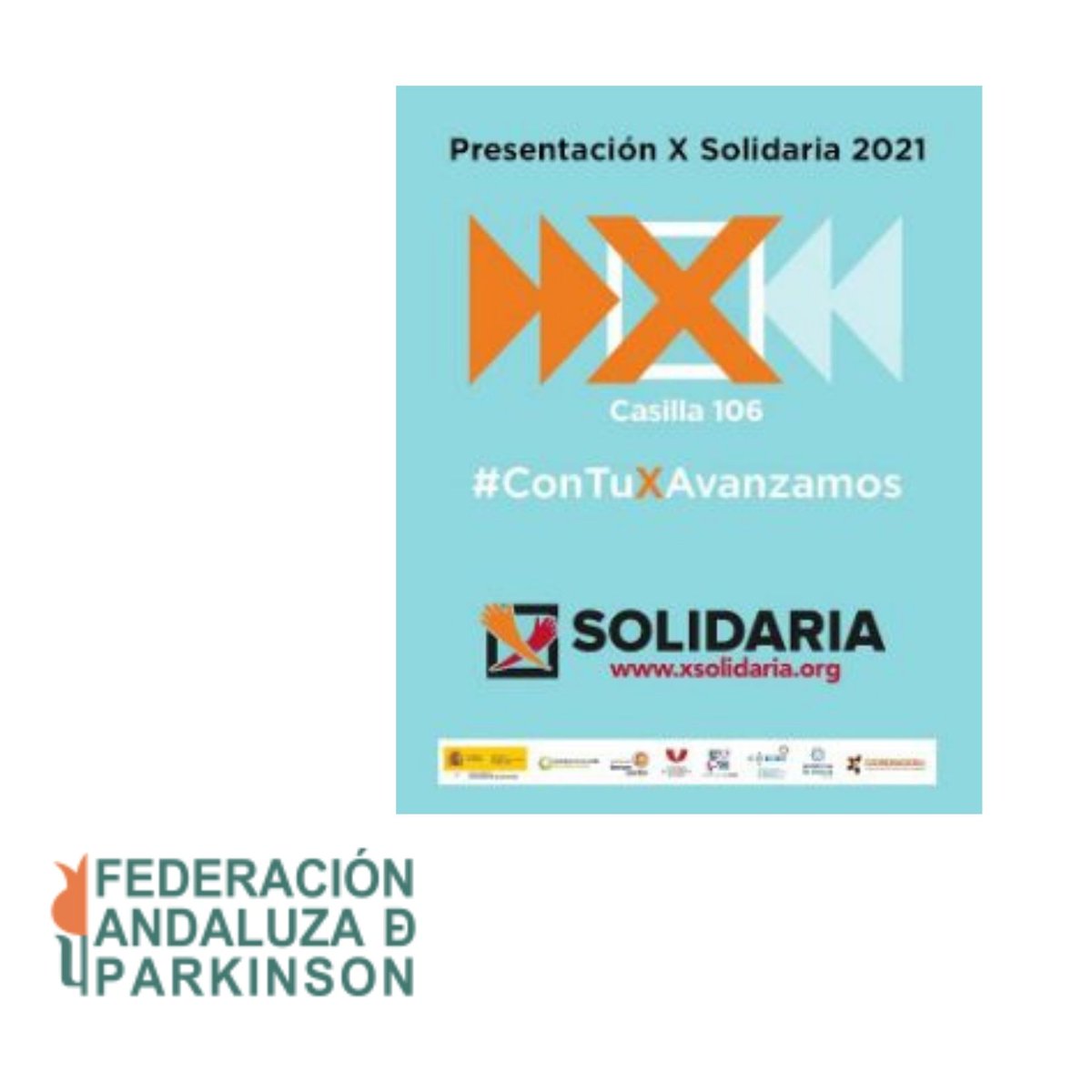 🗣️ Súmate a la campaña "XSolidaria" y marca la casilla 1⃣0⃣6⃣ de Fines Sociales en tu declaración de la Renta 2020 ➡️ contribuye a que la sociedad avance gracias al trabajo de las ONG‼️ Juntos es posible💪
#Parkinson #discapacidad #ConTuXAvanzamos