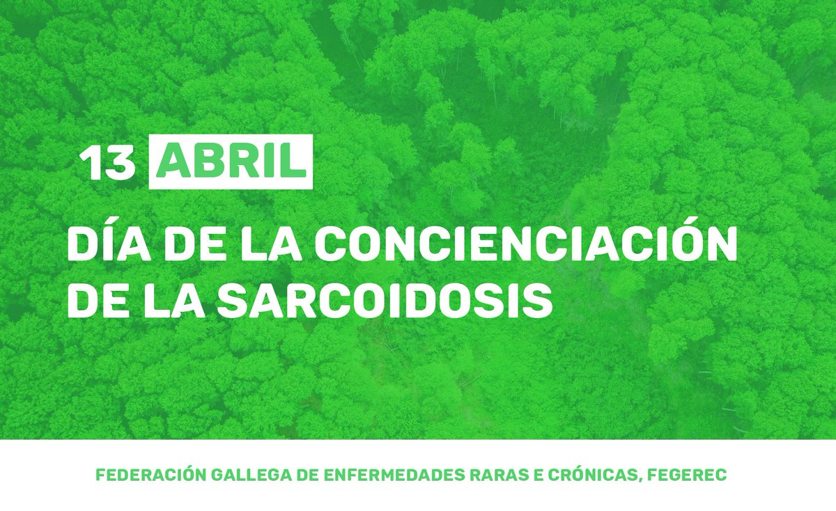 🗓 13 de abril, día de la concienciación de la #sarcoidosis
Más info 👉 bit.ly/sarcoidosis_DC

#EERRGalicia #EnfermedadesMinoritarias #EnfermedadesRaras #Fegerec