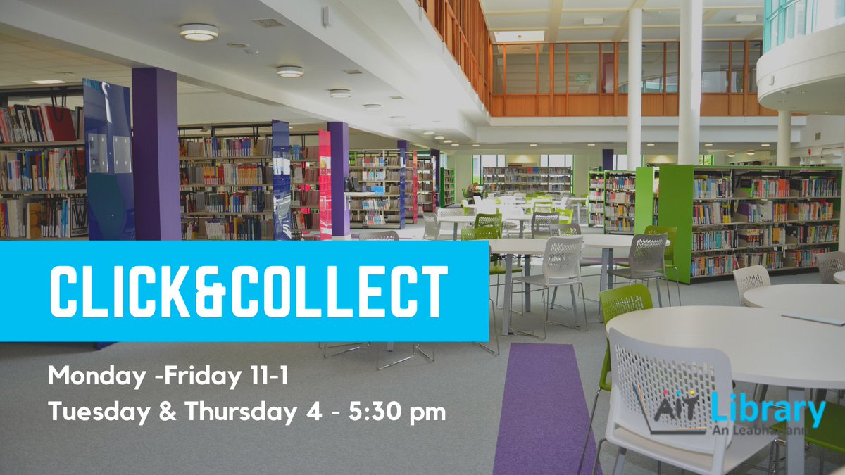 TUS_LibraryMD's tweet image. Click &amp;amp; Collect is operating mornings and evenings this week. @AthloneIT
