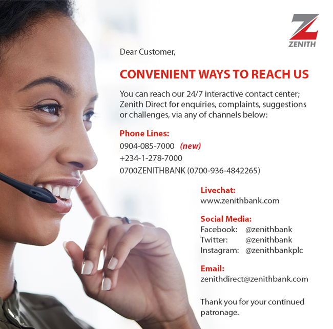 ZenithBank's tweet photo. You can reach us conveniently through these channels. 

#CustomerService #Monday #NewWeek https://t.co/l5t5JwddQN