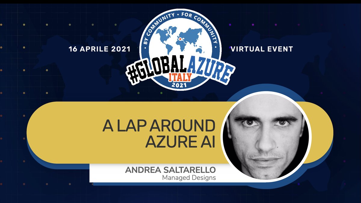ugidotnet's tweet photo. #GLOBALAZURE Virtual Italy 2021 - 16/04
⭐️ Andrea Saltarello @andysal74
🔷 A lap around Azure AI 🔷
https://t.co/oL96fjbhll
💎 Scopri il programma e registrati gratuitamente:
► https://t.co/dPibdLGrPs
#AzureMilano #Ugidotnet #AzureHeroes #AI https://t.co/x7VviPESbR