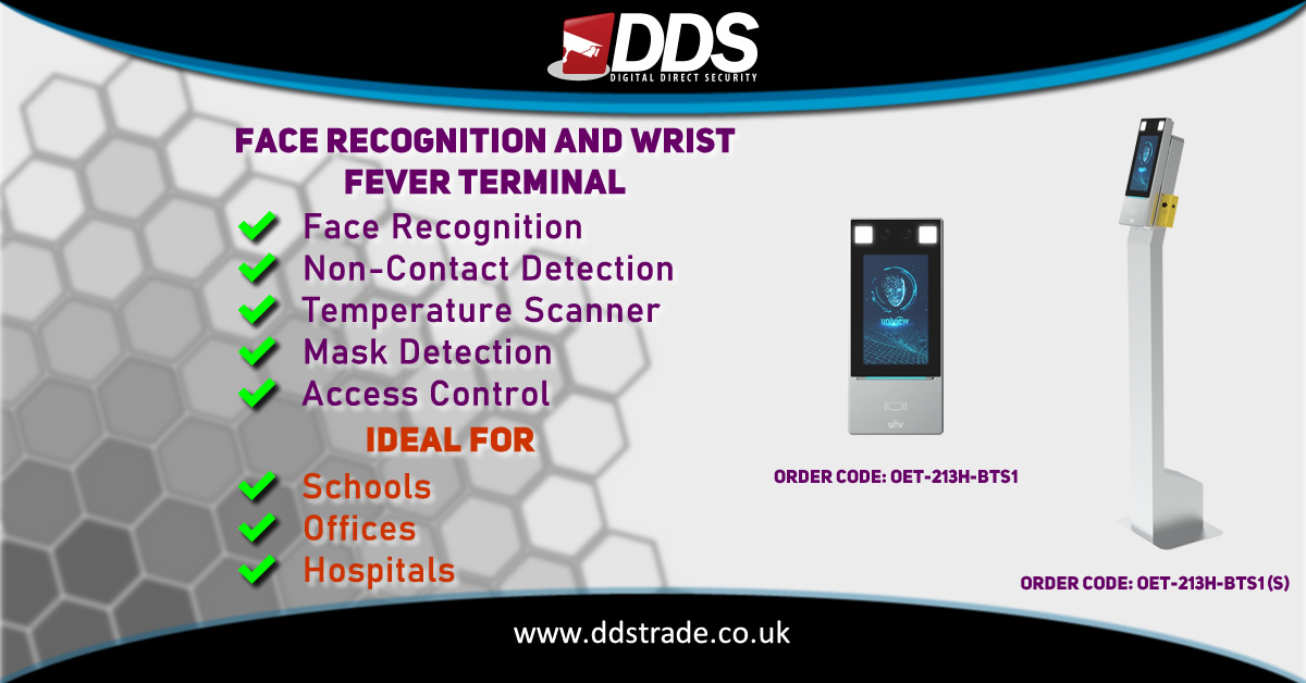 DDSCCTV's tweet image. The OET-213H-BTS1 is an access control terminal which integrates UNV face recognition technology and non-contact temperature detection technology. The digital temperature measurement module supports rapid body temperature detection. #ddscctv #uniview  #feverscreening #covid_19
