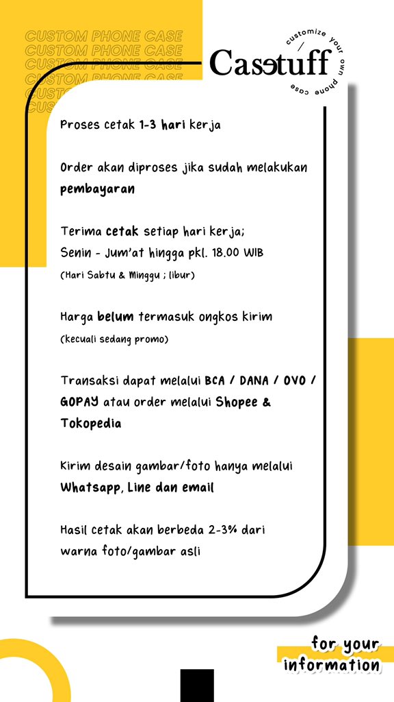 casetuffcustom's tweet photo. FYI GUYS👀

ADMIN 📲
• WA : 0895-3466-62189
• LINE : @mbf0953a
• SHOPEE &amp; TOKPED : casetuff

#cetakcasing #jualcasing #customcase #casingcustom https://t.co/AXOwF6rjjg