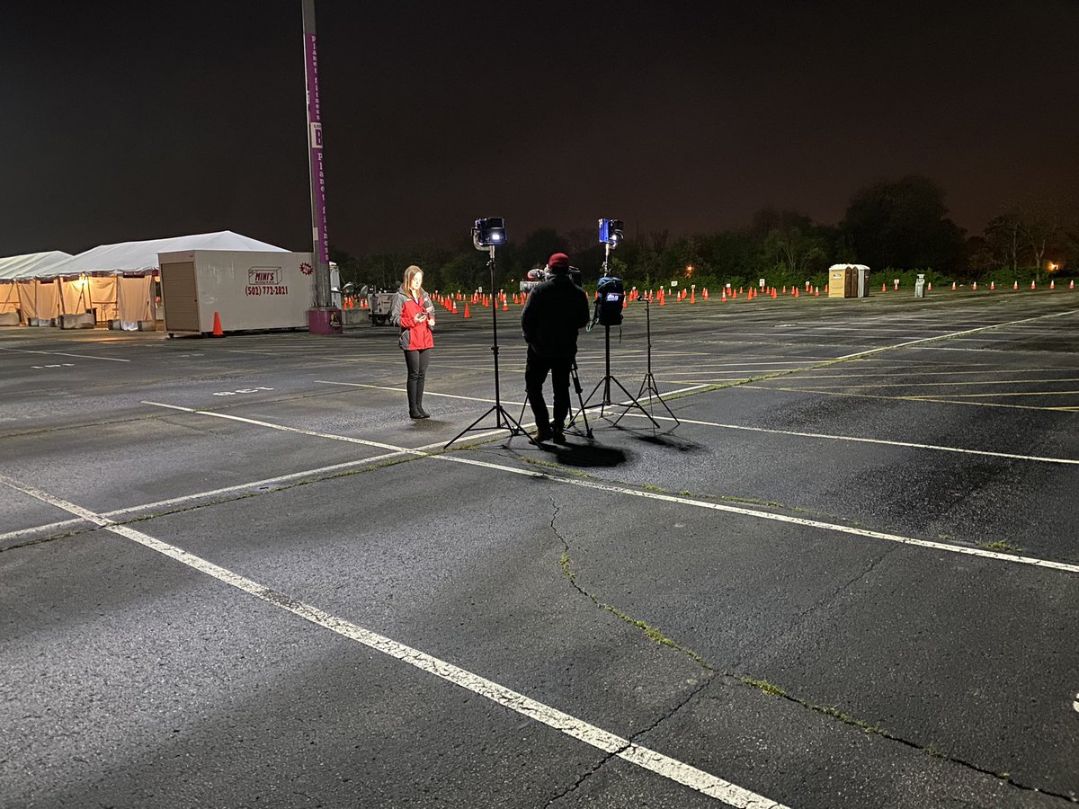 UofLHealth's tweet photo. Good morning from @uofl Cardinal Stadium’s Purple Lot! Today’s the opening of our drive-thru #COVID19 vaccination site. @WLKY @WHAS11 @wave3news @WDRBNews are all here with us this morning. #PowerofU Appointments: https://t.co/Xfk9qAuUhd https://t.co/2jcnGAnOyJ