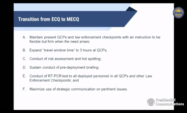 PNP presents actions to be taken as NCR Plus transitions to MECQ.