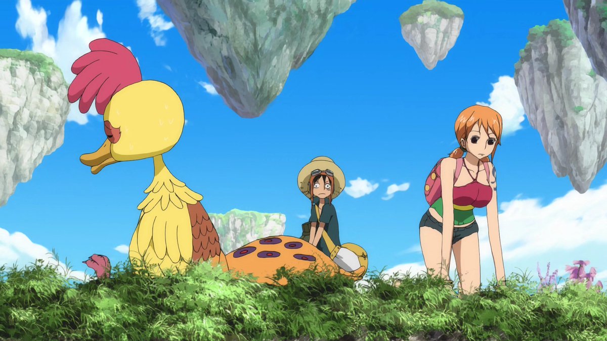 This is adorable. Nami has to use Luffy as a seat since Billy (the bird) might accidentally electrocute her again 