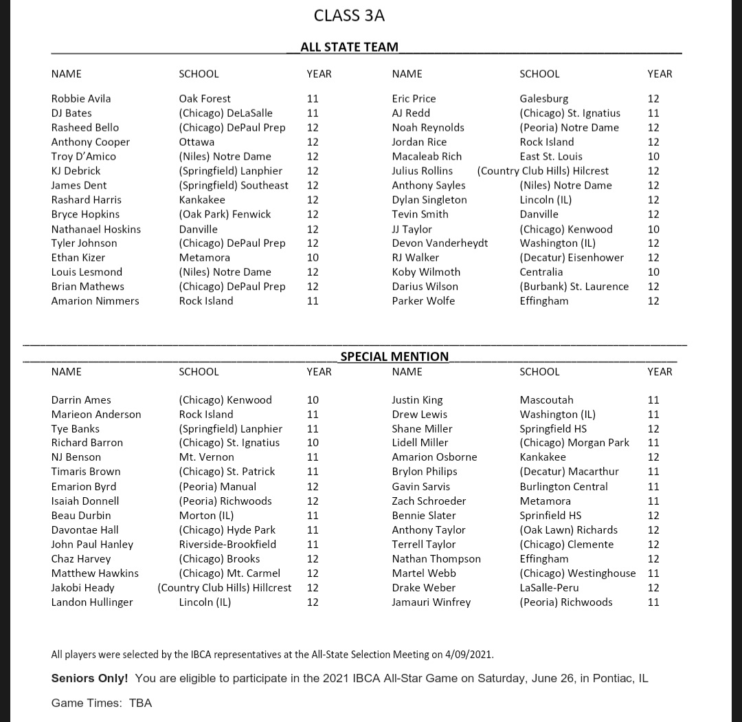ILHoopProspects's tweet image. 3A IBCA All-State Team
