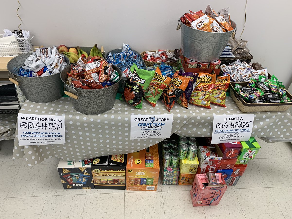 Wow! Thank you to the <a href="/PtaPatton/">Patton PTA</a> for stocking the teachers’ lounge! What a gift and blessing. Thank you! — <a href="/AHSD25Patton/">Patton Elementary</a>