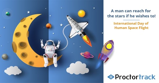 ProctortrackPro's tweet photo. Today, on #InternationalDayOfHumanSpaceFlight, we encourage all the students to hold fast to their dreams and #FlyHigh no matter what. 🚀
#YuriGagarin #FirstHumanSpaceFlight #60Years #Space https://t.co/Vq9kBCaAbh