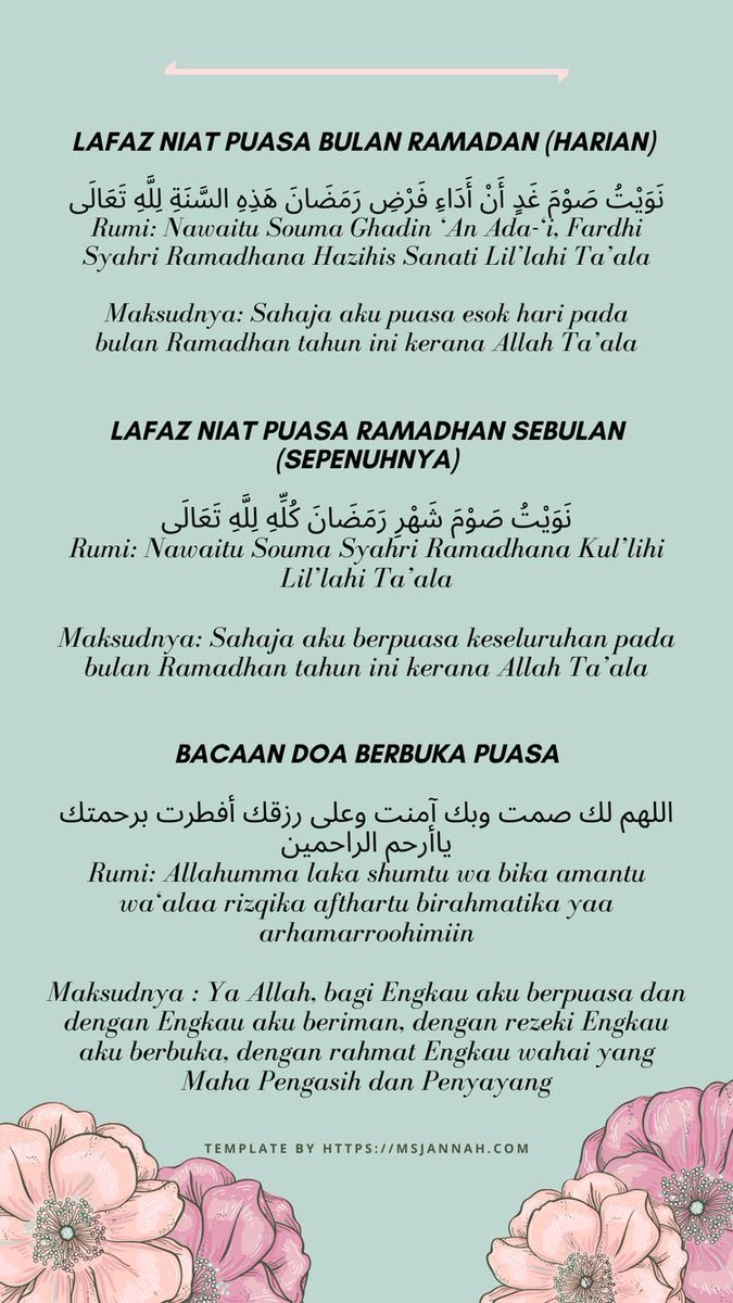 Lafaz Niat Puasa Ganti Ramadhan Dan Sunat Isnin Khamis