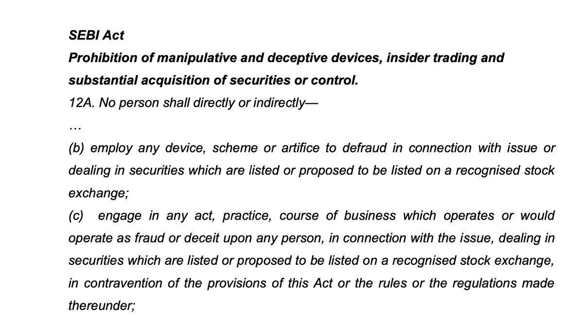 And under the Sebi Act which says: