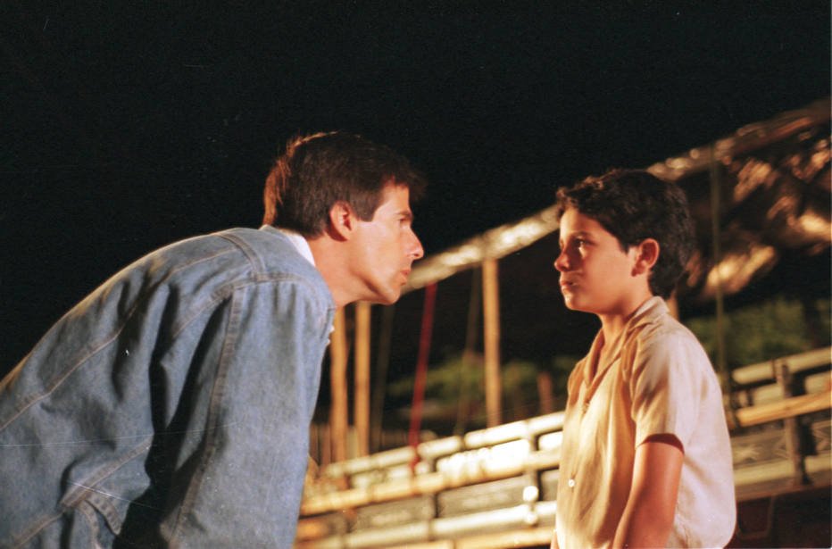 Walter com Vinícius de Oliveira e Fernanda Montenegro nos bastidores de CENTRAL DO BRASIL, 1999.