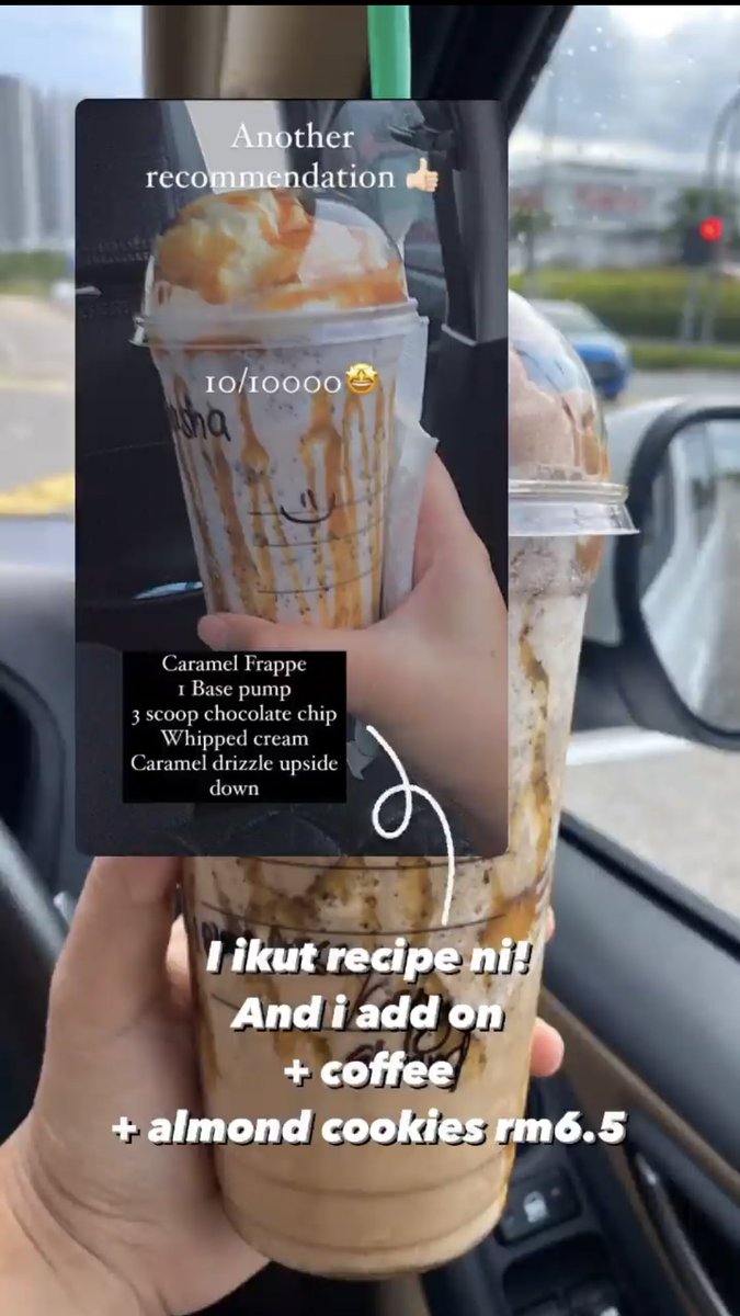 dilyashhhh_'s tweet photo. @chlriedes This one, untuk caramel lover! If u nak extra sweeet can give a try! 🤍 almond cookies tu bg ada texture crunchie dalam air! Superrb bcs the biscuits itself mmg sedap!!

- boleh pilih nak add on coffe or tak. If tkd coffee rasa manis jela ✨

Venti size around rm28-29 tak sure 😽 https://t.co/tLLGmgTxIT