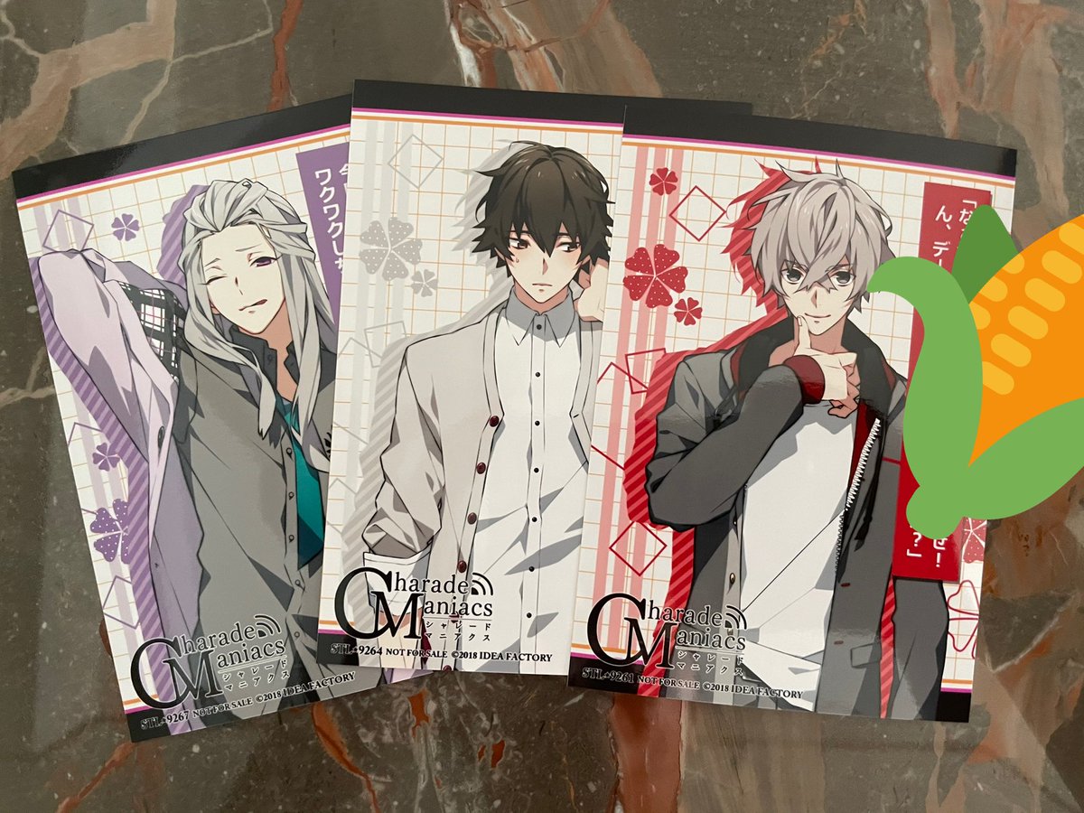 some additional gifts for ordering in stellaworth (i think), they’re ブロマイド for Charade Maniacs, it’s quite lucky for me to get charas that i like