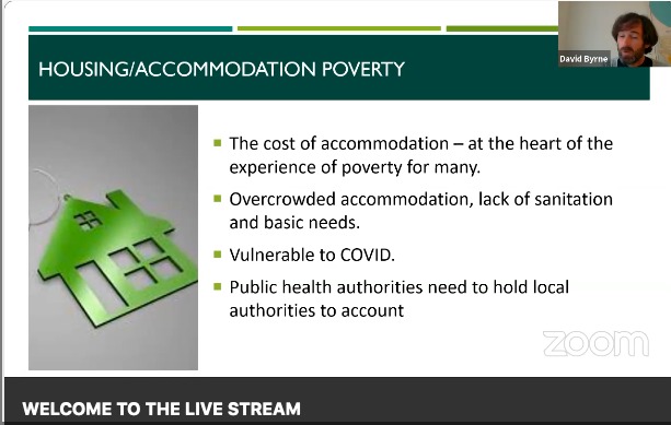 changingireland's tweet photo. David Byrne of @COPEGalway: "People have to go without food and energy (heat, etc) to afford rent. We have people over 65 unable to afford rent, having to access emergency accommodation." 
#Endhomelessness 
#SIF2021 https://t.co/8JoS2V6rdp