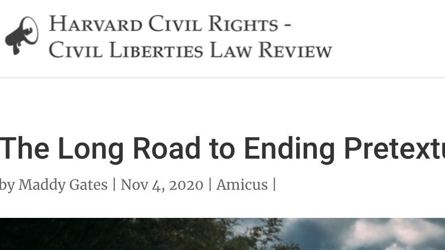 Not just state electeds. State courts have a role to play too. Last year, the MA Supreme Court recognized “the discriminatory enforcement of traffic laws [is] particularly toxic.” And allowed victims of police abuse to point out discriminatory purpose.  https://harvardcrcl.org/the-long-road-to-ending-pretextual-stops/