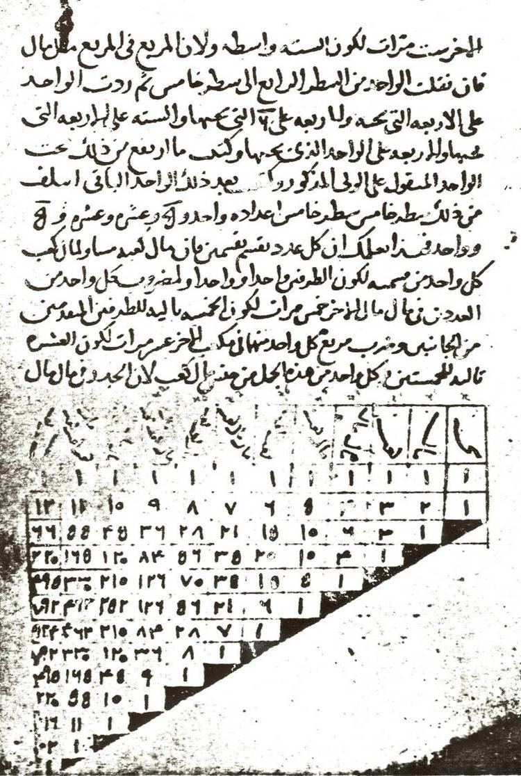 Al-Karaji gave first formulation of binomial coefficients, now known as Pascal’s triangle. A lot of other mathematical theorems like al-Urdi’s theorem and Tusi couple were copied by Nicolaus Copernicus. He also copied Ibn-Shatir’s model of mercury, Saturn and the moon