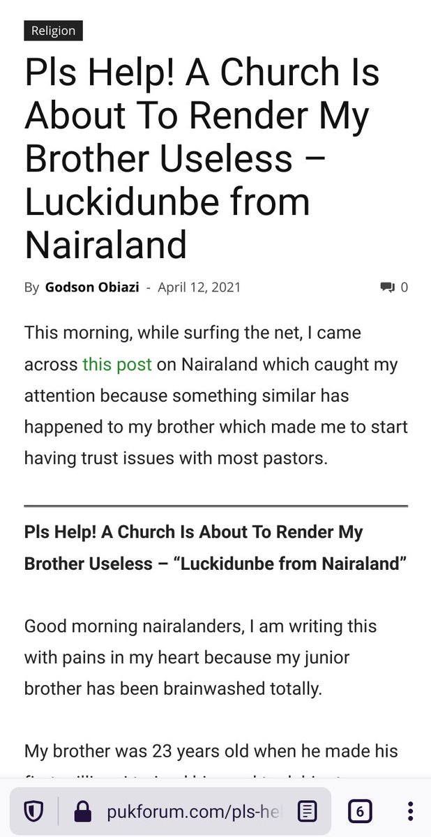 X3codedCom's tweet image. Pls Help! A Church Is About To Render My Brother Useless – Luckidunbe from Nairaland 

Read full post and drop your comments here 👇👇

pukforum.com/pls-help-a-chu… via @PUKFORUM