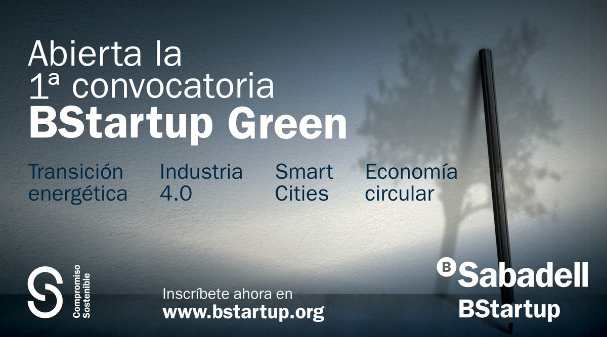 .<a href="/BStartup/">BStartup</a> de <a href="/BancoSabadell/">Banco Sabadell</a> lanza #BStartupGreen para invertir en #startups de #Sostenibilidad ambiental. Las inversiones se centrarán en soluciones de transición energética, industria 4.0, smart cities y economía circular sab.to/3g7asEy #SabadellCompromisoSostenible