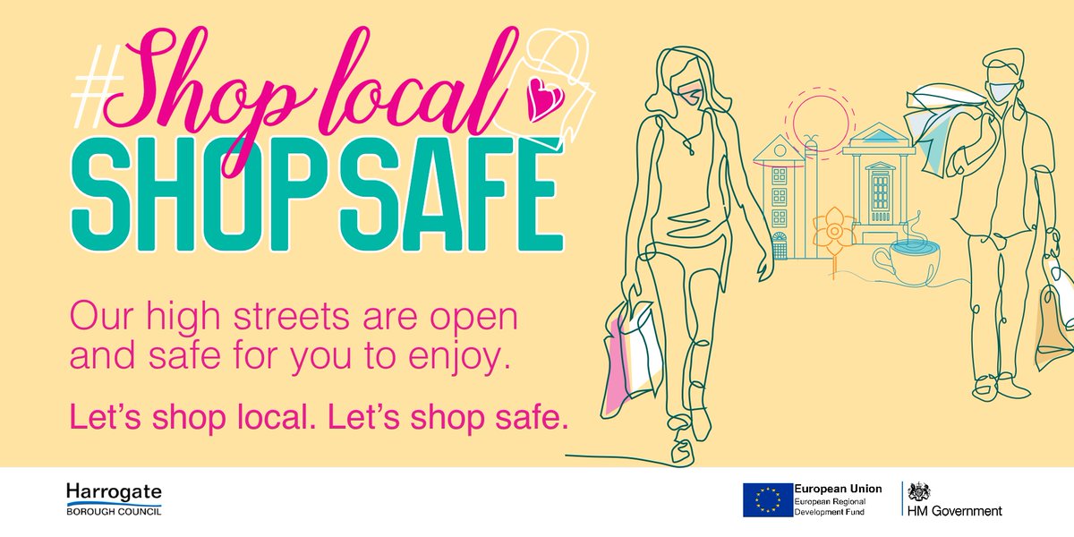 Harrogatebc's tweet photo. Today highstreets in #Boroughbridge, #Harrogate, #Knaresborough, #Masham, #PatelyBridge and #Ripon are welcoming everyone back safely. Remember to:
π· Cover your face
βΉ Follow the signs
π€² Keep your hands clean
βοΈ Stay a safe distance from each other
#ShopLocalShopSafe https://t.co/17pw0aZqDW
