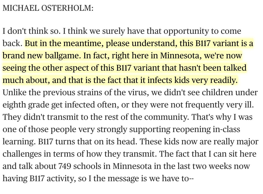 Check out, for example, this interview with Dr. Michael Osterholm on Meet The Press last week. It's relentlessly negative. He's spinning every fact in the most negative possible light. He's downplaying the effectives of vaccines. It all sounds terrifying. https://www.nbcnews.com/meet-the-press/meet-press-april-04-2021-n1262993