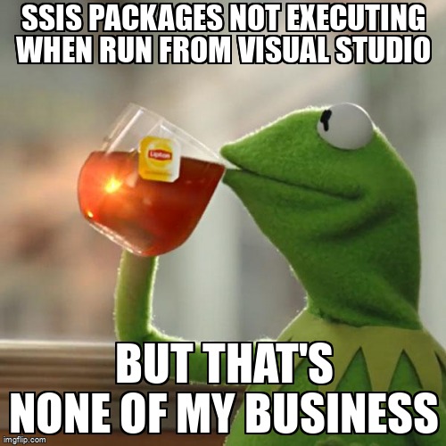 overflow_meme's tweet image. SSIS packages not executing when run from Visual Studio stackoverflow.com/questions/4040… #ssis #visualstudio2015 #sqlserverdatatools #visualstudio