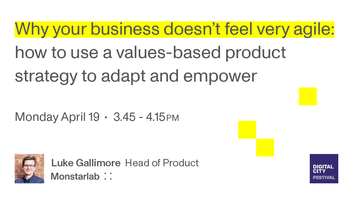 Monstarlab_EMEA's tweet photo. We'll also be part of this year's lineup:

@luke_gallimore will be sharing some thoughts on how a values-led strategy can help you improve the way you design products

He'll be speaking from 3.45pm on Monday April 19. Register via the link #DCF2021 https://t.co/xdkX2TmC1b https://t.co/1feHFgYvJn