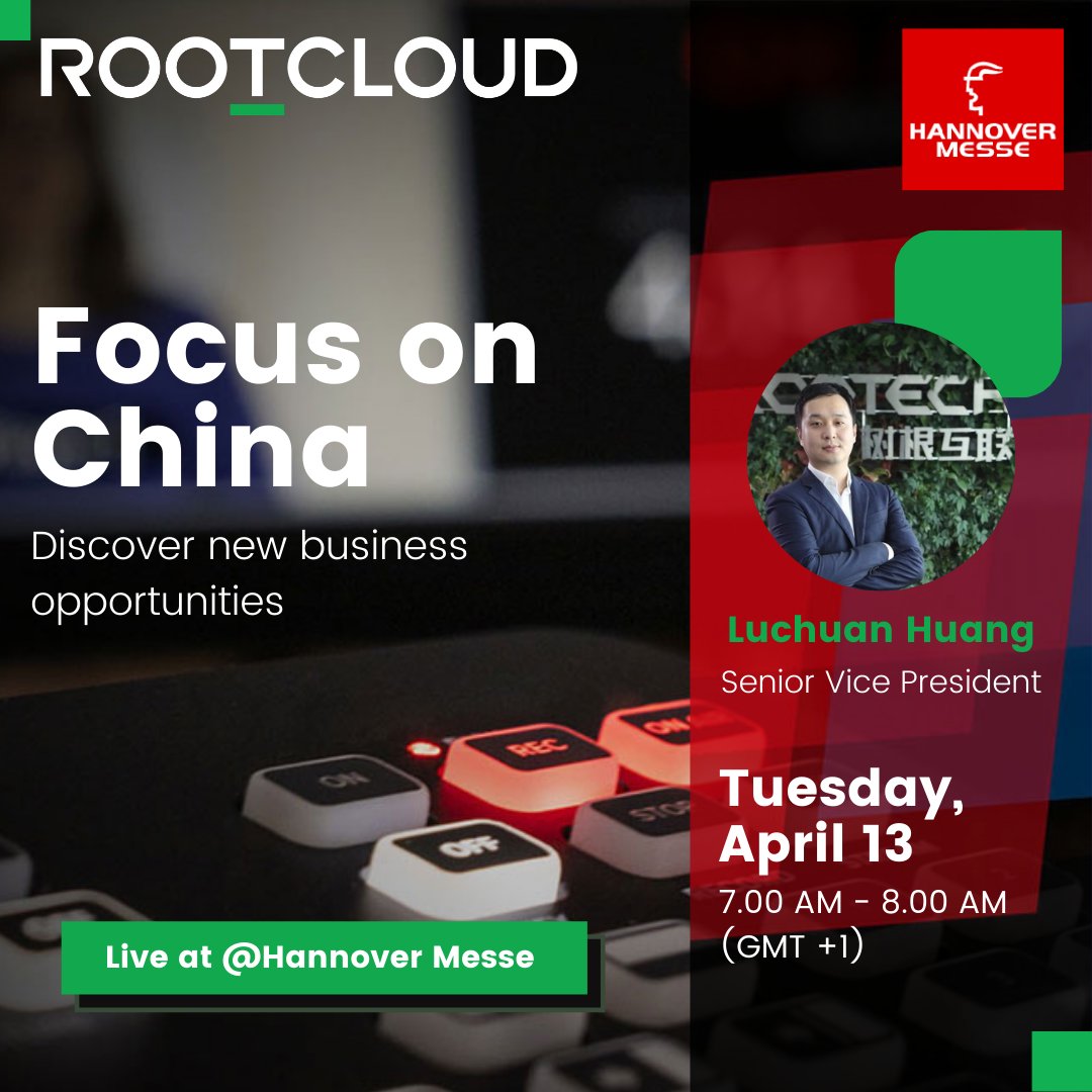 ROOTCLOUDGlobal's tweet photo. Tomorrow our senior VP Mr. Luchuan Huang will participate in a conference around the topic #FocusOnChina and explain how #ROOTCLOUD took Industry 4.0 turned it into its force & strengthened its solutions to make it more competitive in the digital revolution
#HM21 @hannover_messe https://t.co/gxDSl3rTw5