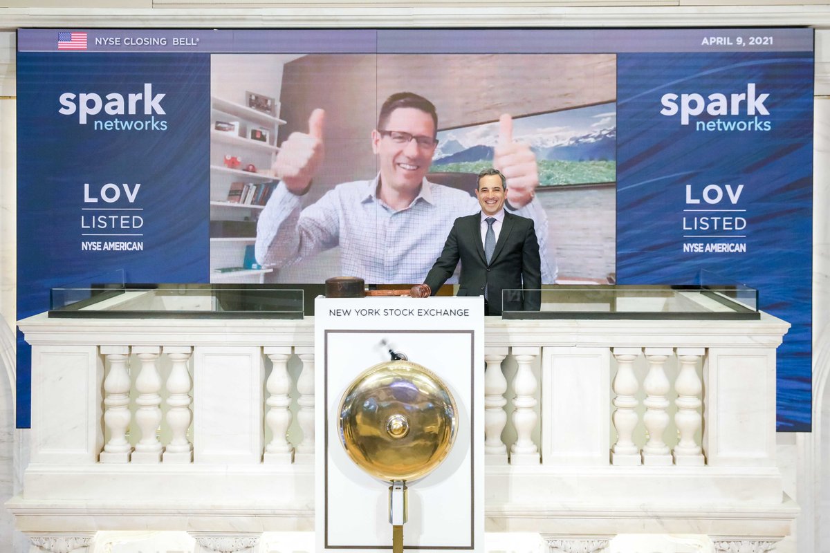We're delighted to announce that on Friday, the #NewYorkStockExchange welcomed <a href="/SparkNetworks/">Spark Networks</a> $LOV, as our CEO, Eric Eichmann, rang the Closing Bell (virtually) in celebration of the company's growth in 2021 #NYSE #OnlineDating #Growth