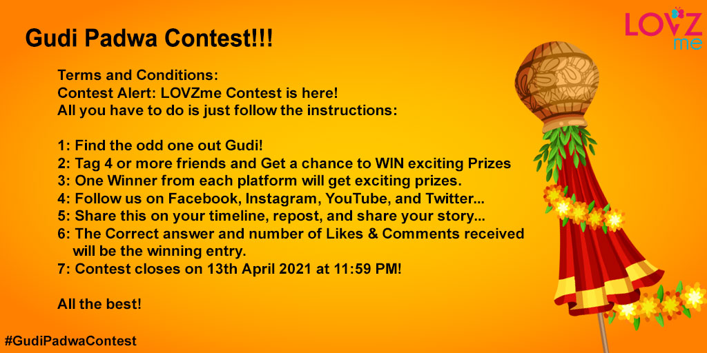 #GudiPadwaContest 
#ContestAlert: LOVZme #Contest is here! All you have to do is just follow the instructions: