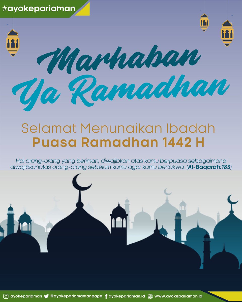 Marhaban ya Ramadhan, Selamat Menunaikan Ibadah Puasa Ramadhan 1422 Hijriah, Mohon Maaf Lahir dan Bathin

Keluarga Besar <a href="/ayokepariaman/">IG: ayokepariaman</a> 

#marhabanyaramadhan 
#ramadhankareem 
#ayokepariaman