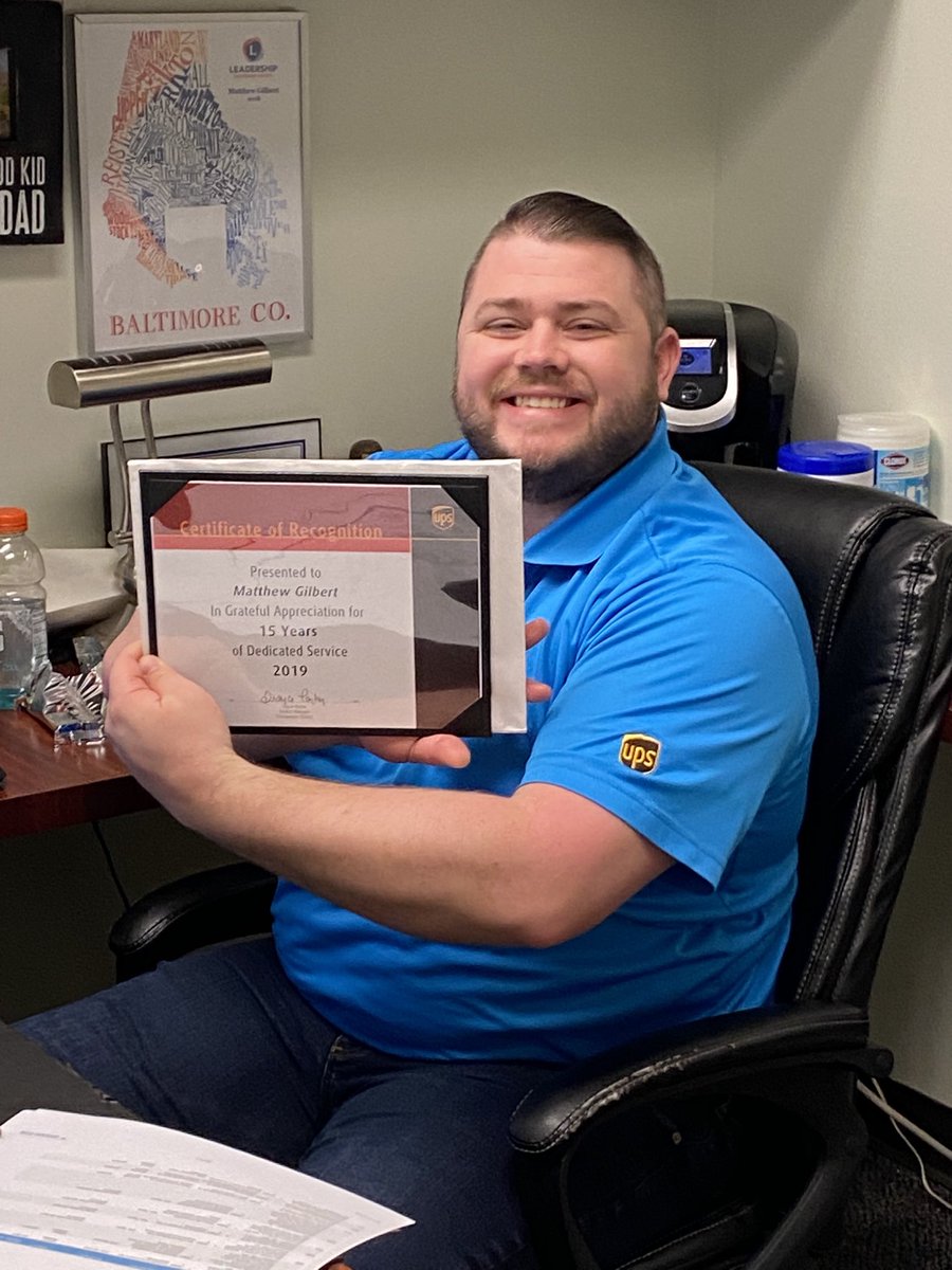 Finally received his 15 years of Dedicated Service Award! Thanks for 15 years + 2 more!!⁦⁦⁦<a href="/MatthewWGilbert/">Matthew W Gilbert</a>⁩ ⁦<a href="/ChesapeakUPSers/">Chesapeake UPSers</a>⁩ ⁦<a href="/joesavageups/">Joe Savage</a>⁩