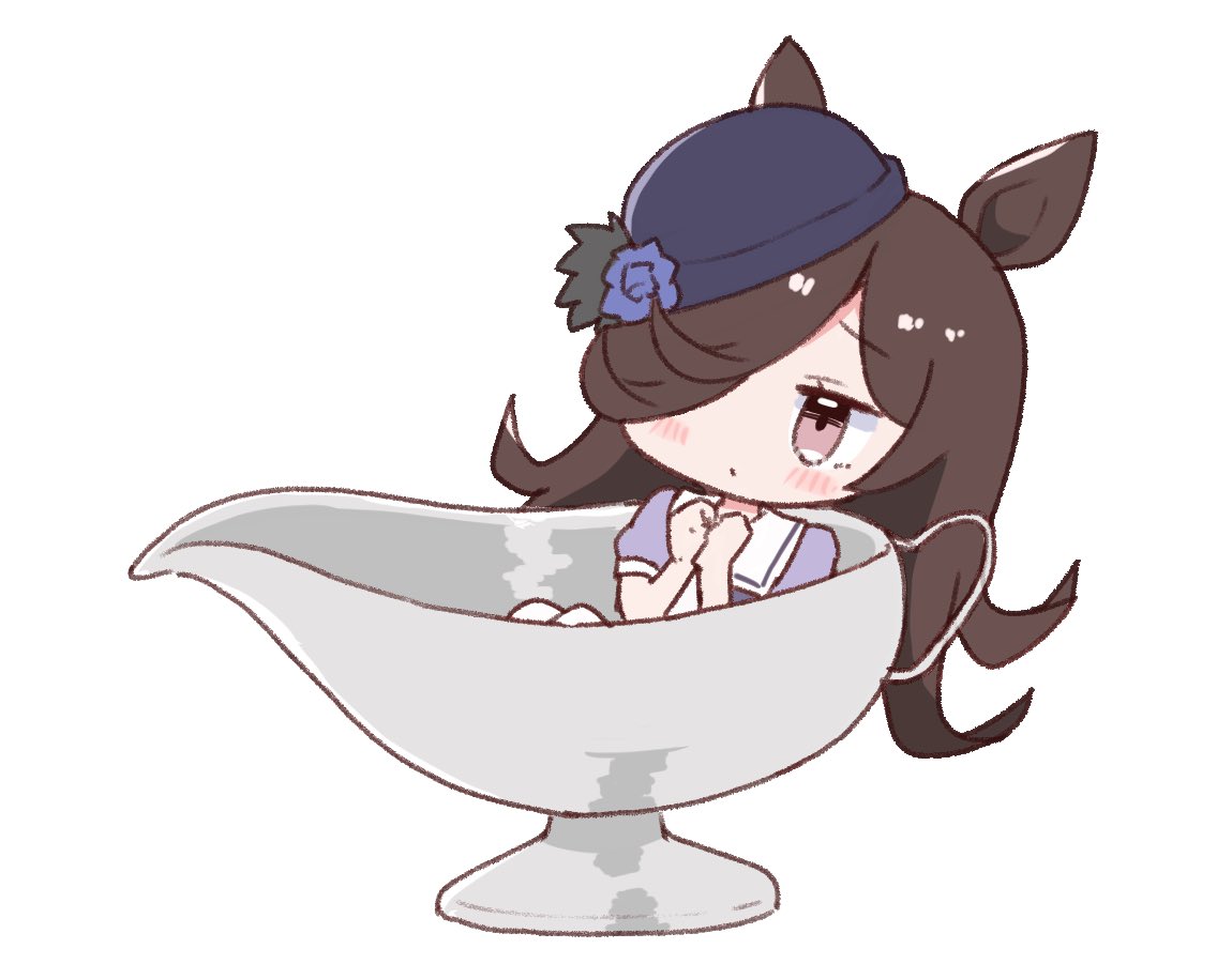 rice shower (umamusume) 1girl solo animal ears hair over one eye horse ears white background long hair  illustration images