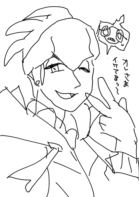 ヒマなので左手でバナキを描くなどしていた 