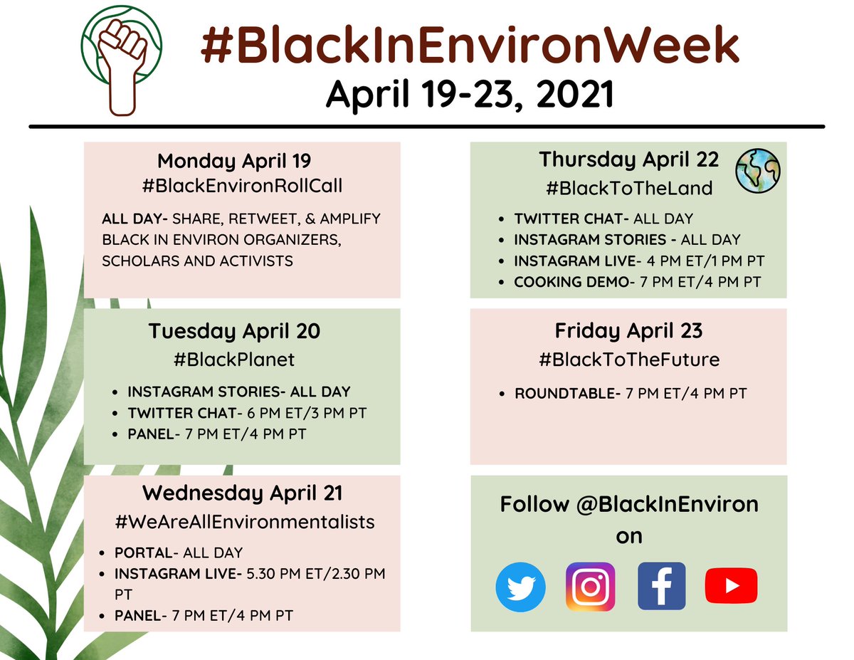 Mark your calendars! #BlackInEnvironment week is upon us!