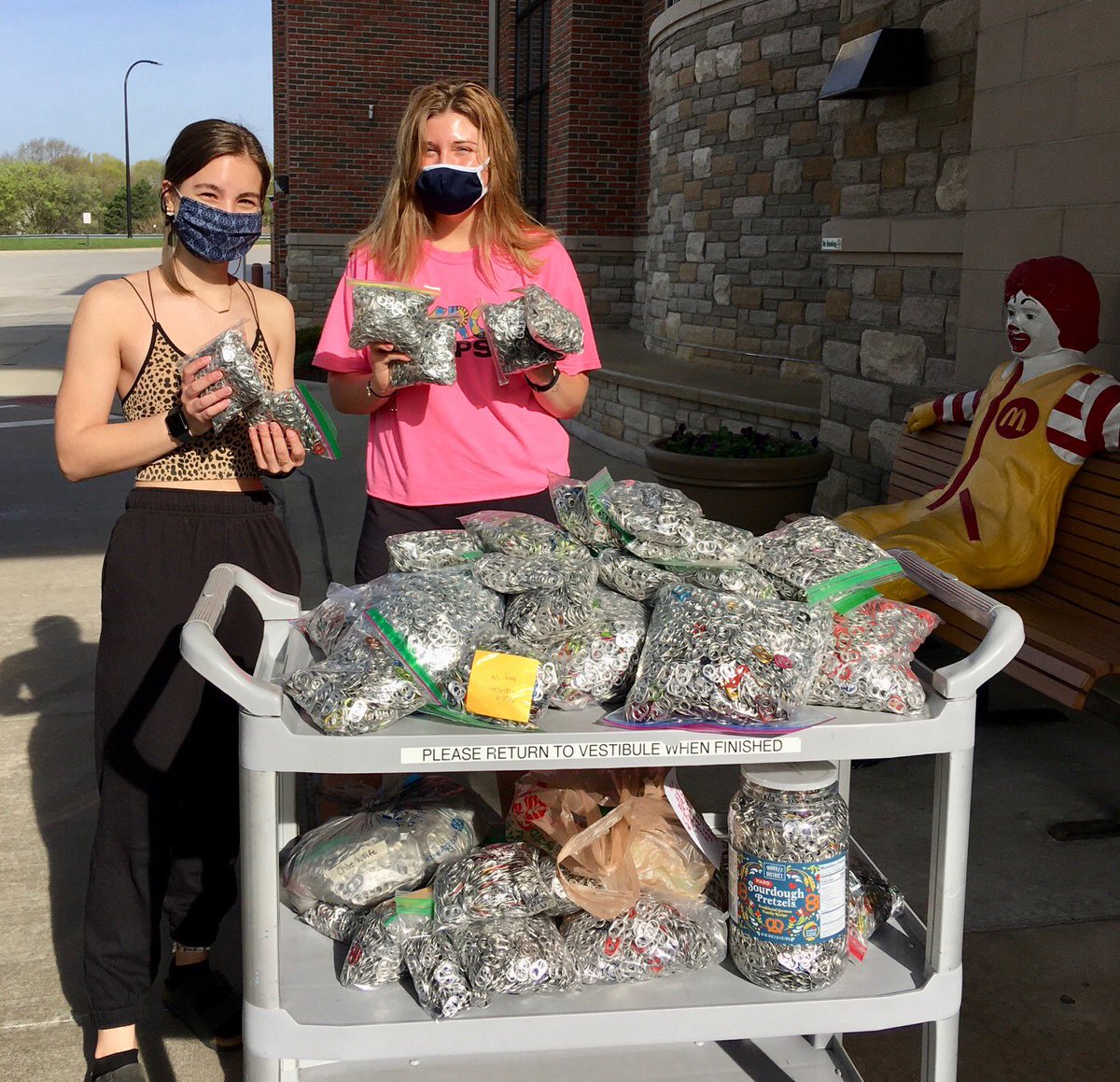 RMHCneo's tweet image. On Saturday, sisters from @ADPi_Akron donated $100 in Target gift cards, cleaning products, and 148 baggies of pull tabs! 💎 ❤️💙💛🏡