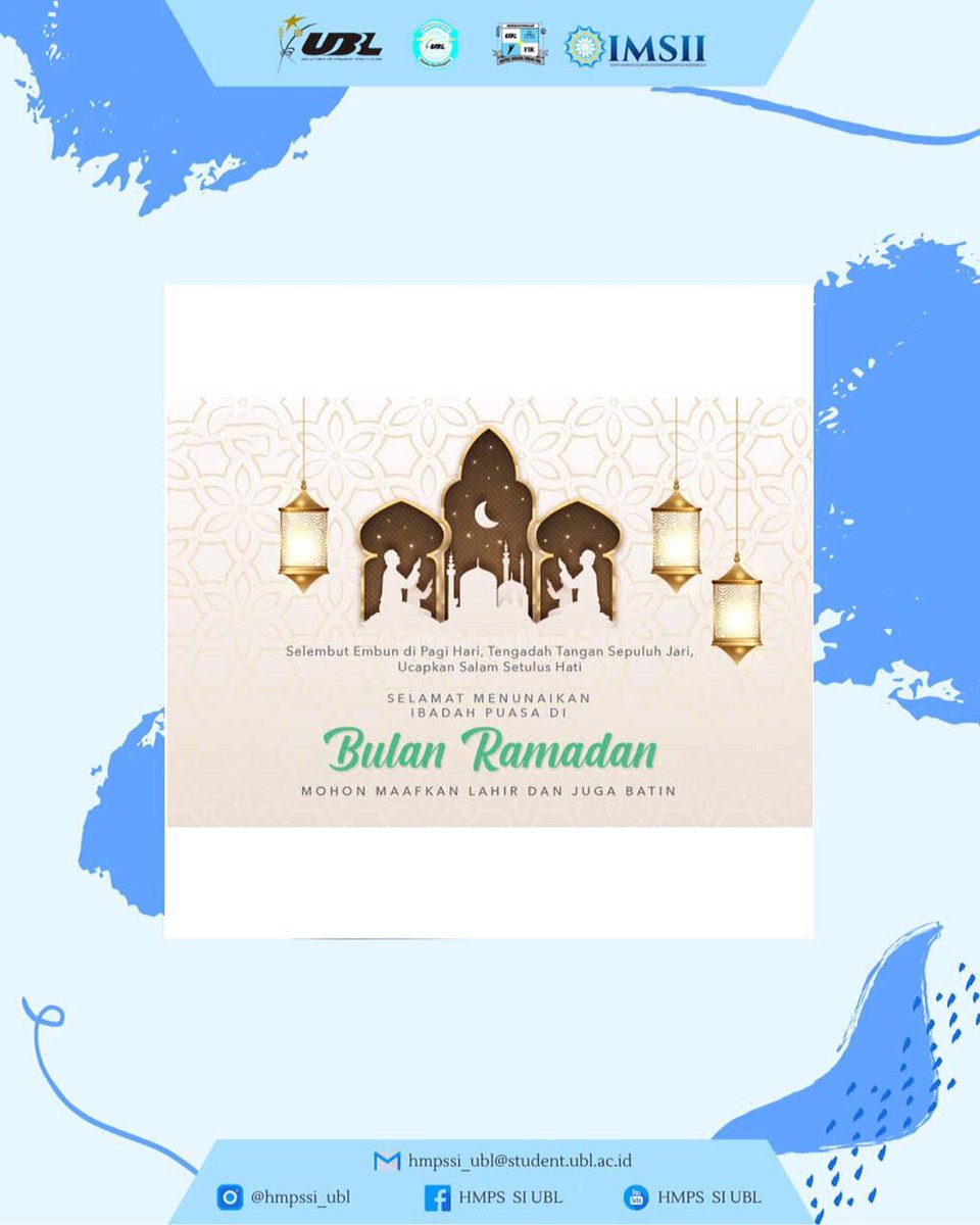 Marhaban ya ramadhan 
Kami segenap anggota himpunan mahasiswa sistem informasi universitas bandar lampung mengucapkan selamat menjalankan ibadah puasa ramadhan 1442 H 2021 mohon maaf lahir dan batin🙏🏻  #salamteknologi #fikjaya
