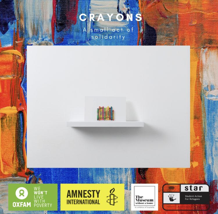 sheff_STAR's tweet photo. The next piece in the Museum Without a Home is:  CRAYONS 

Georgia lives and works in Athens. She met Sahar and her family from Afghanistan in her neighbourhood. https://t.co/Y7Lv2P2TSC