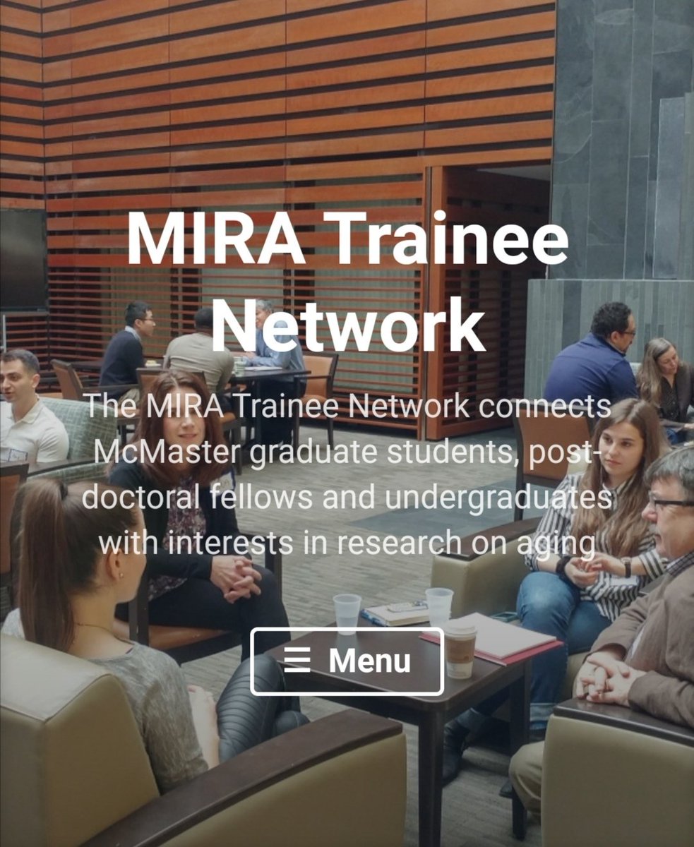 Calling all <a href="/McMasterU/">McMaster University</a> grad students and postdocs in #agingresearch - join our community of interdisciplinary trainees. The #MIRATraineeNetwork holds monthly (virtual) meetings, networking events, and shares info about aging events and funding.
Sign up 👇
mira.mcmaster.ca/team/trainee-n…