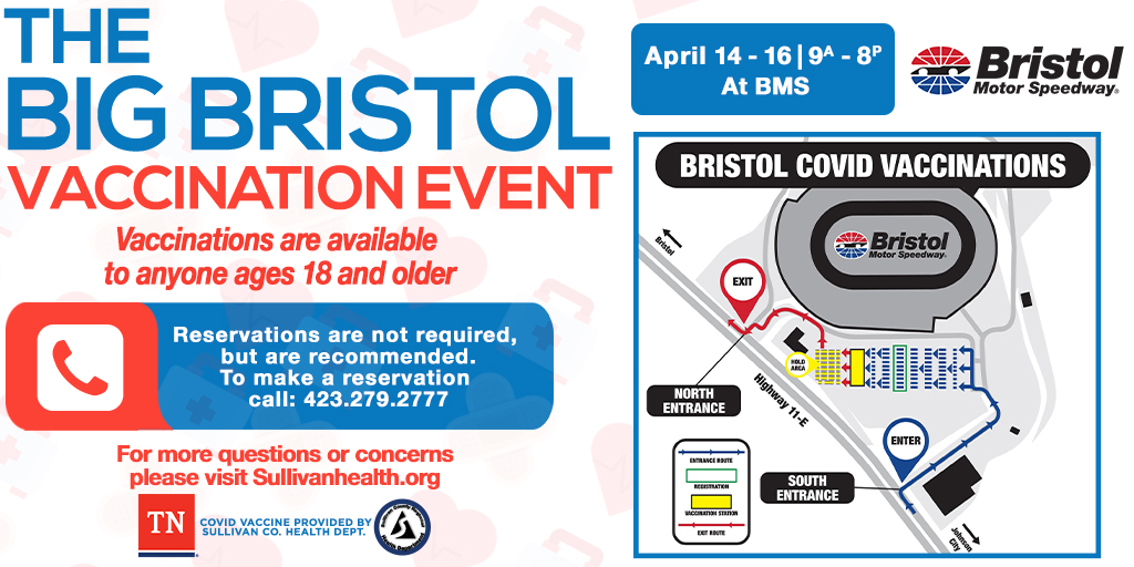 Sullivan County Regional Health Department will be having a 3 day mass vaccination event at BMS this Wed - Fri.

More Info:https://t.co/HhDQpj0EZ4

#ItsBristolBaby https://t.co/vyRCBdSTxA